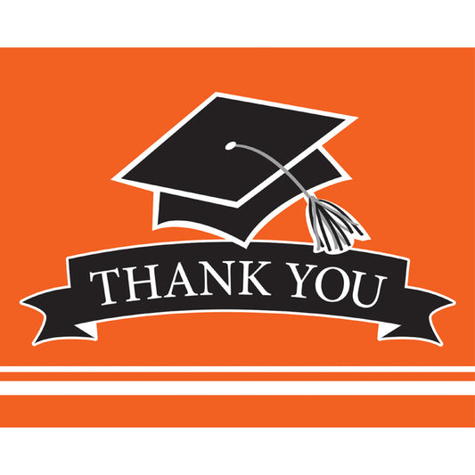 Graduation School Spirit Orange Thank You Notes 75 ct