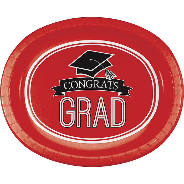 Graduation School Spirit Red Oval Plates 96 ct