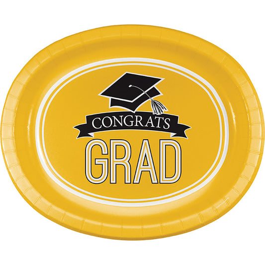 Graduation School Spirit Yellow Oval Plates 96 ct