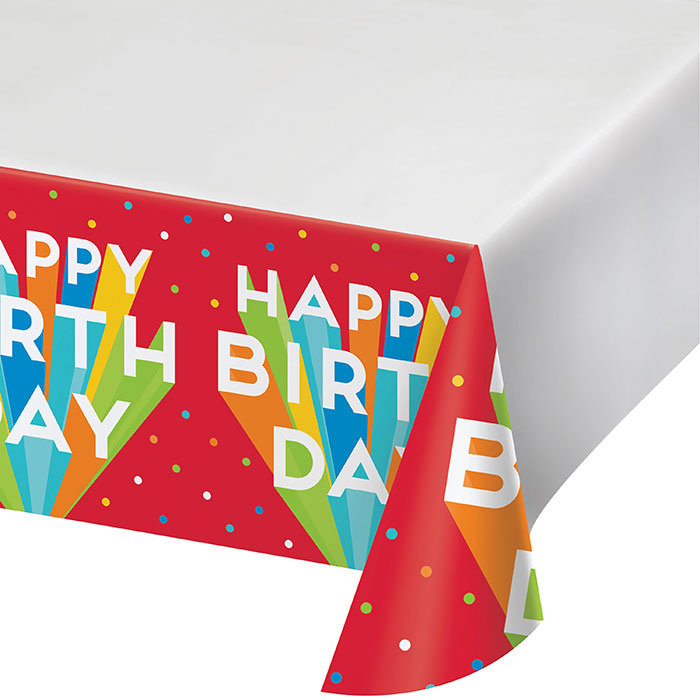 Happy Birthday Bash Plastic Tablecloths 12 ct