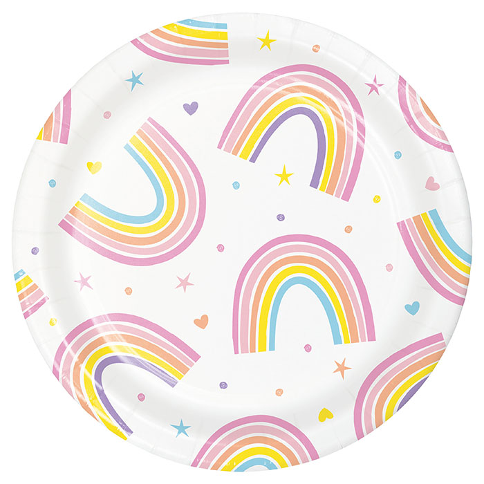 Happy Rainbow Dessert Plates 96 ct