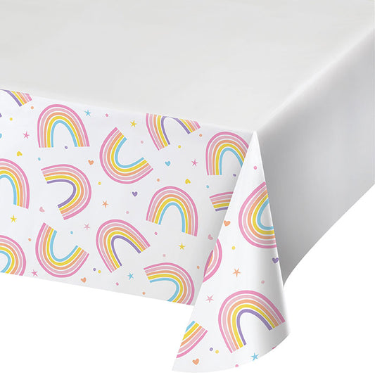 Happy Rainbow Plastic Tablecloths 12 ct