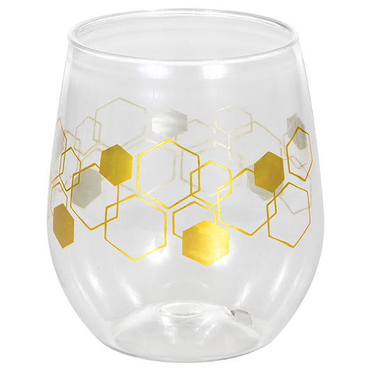 Honeycomb Plastic Stemless Wine Glasses 6 ct