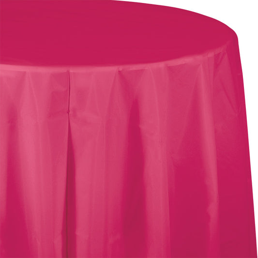 Hot Magenta Octy-Round Plastic Tablecloths 12 ct