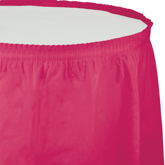 Hot Magenta Plastic Tableskirt 6 ct