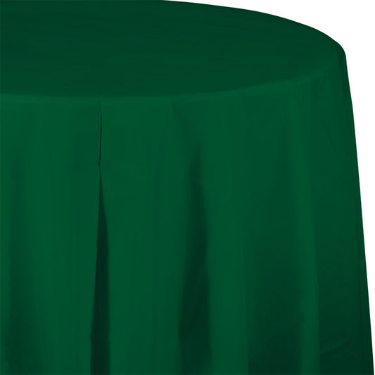 Hunter Green Octy-Round Plastic Tablecloths 12 ct