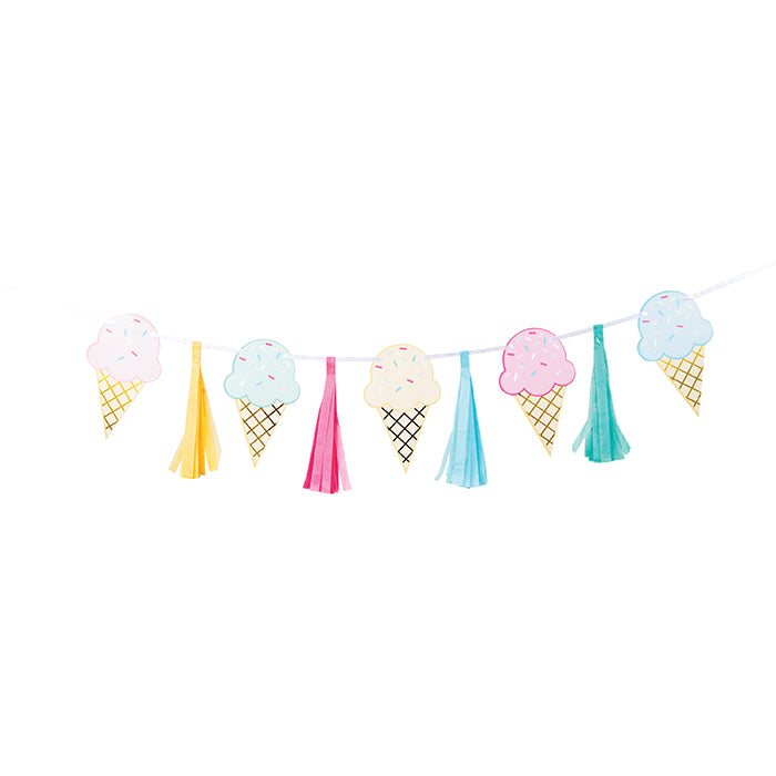 Ice Cream Party Tassel Banners 6 ct