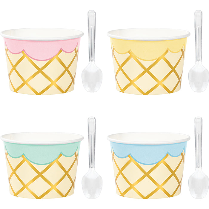 Ice Cream Party Treat Cups with Spoons 96 ct