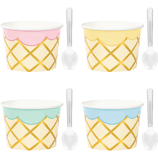 Ice Cream Party Treat Cups with Spoons 96 ct