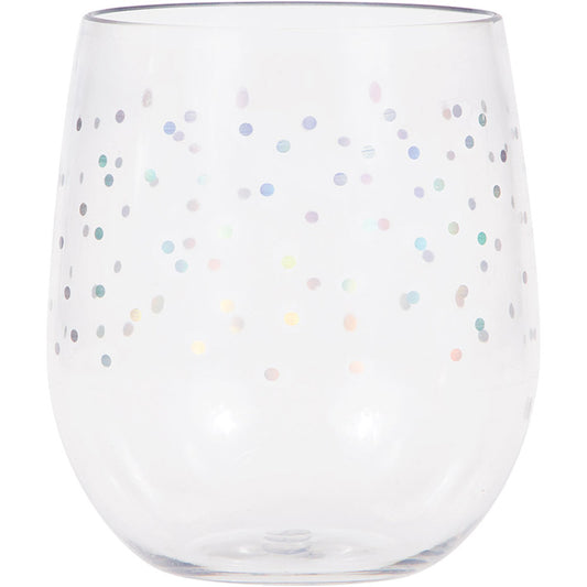 Iridescent Dots 14 oz Plastic Stemless Wine Glasses by Elise 6 ct