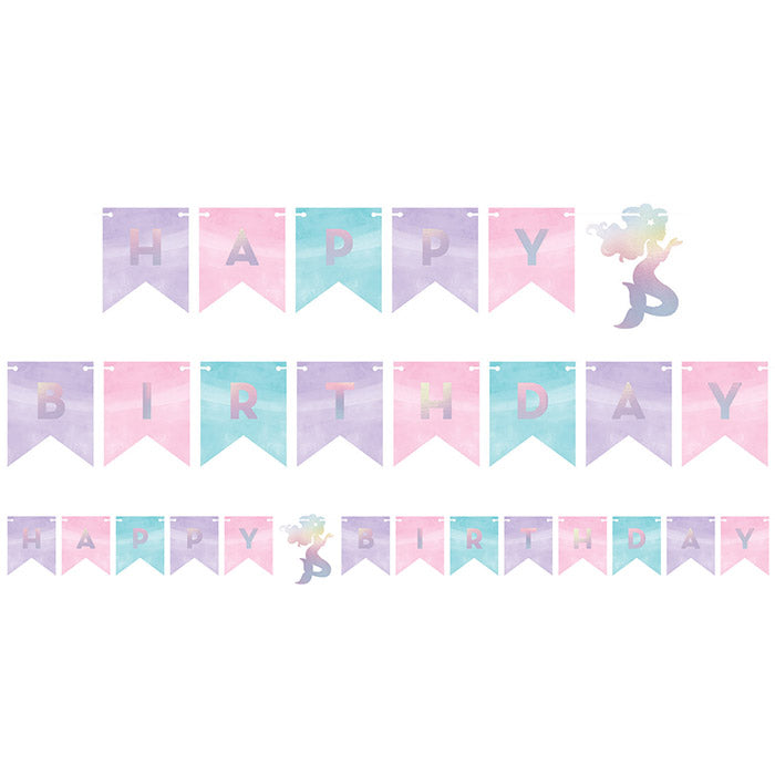 Iridescent Mermaid Party Happy Birthday Banners 12 ct