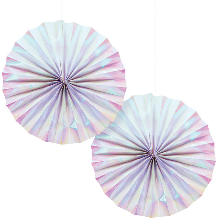 Iridescent Party Paper Fans 24 ct