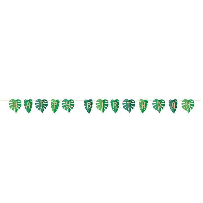 Jungle Leaf Happy Birthday Banners 12 ct