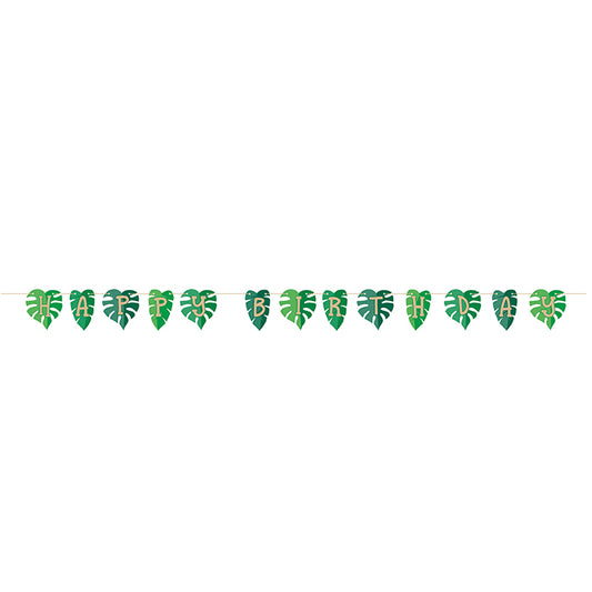 Jungle Leaf Happy Birthday Banners 12 ct