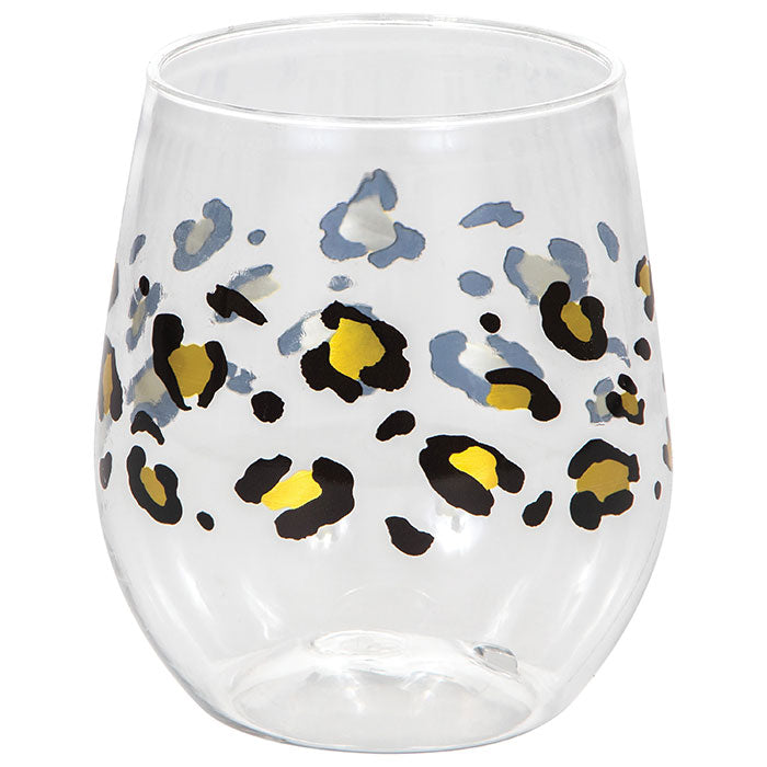 Leopard Plastic Stemless Wine Glasses 6 ct