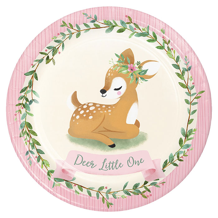 Little Deer First Birthday Dinner Plates 96 ct