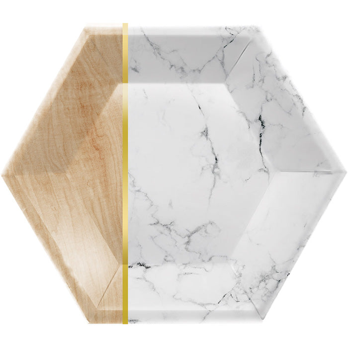 Marble Hexagon Foil Banquet Plates by Elise 48 ct