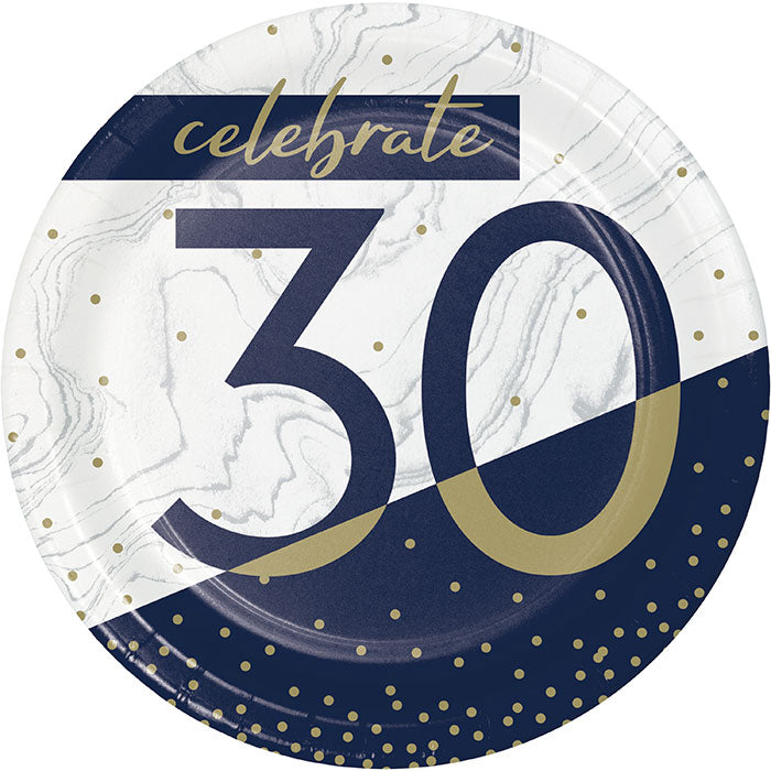 Navy and Gold 30th Birthday Dessert Plates 96 ct