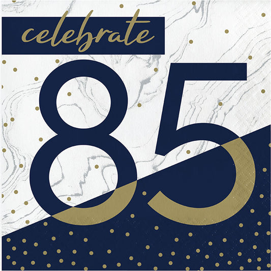 Navy and Gold 85th Birthday Luncheon Napkins 192 ct