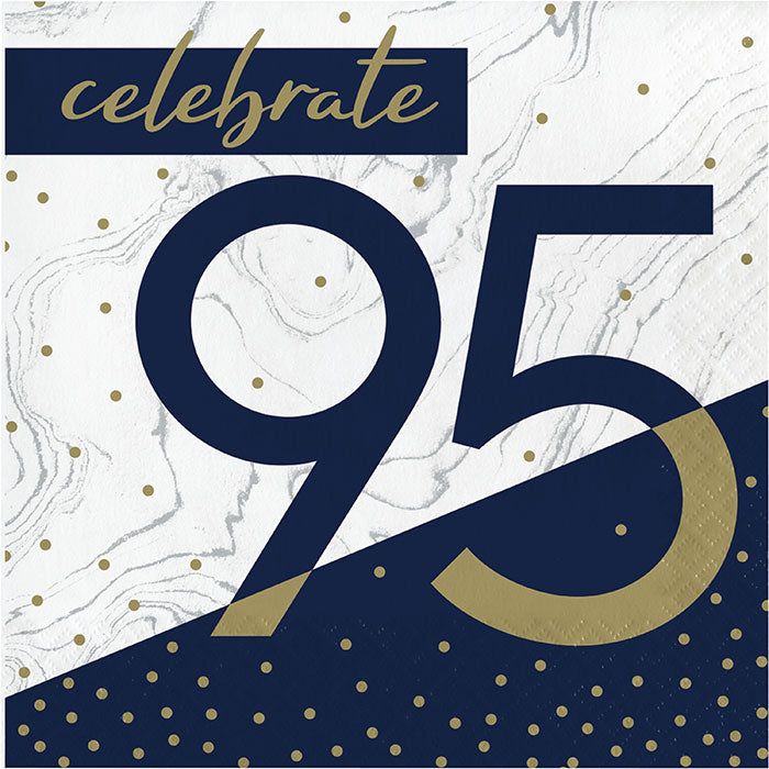 Navy and Gold 95th Birthday Luncheon Napkins 192 ct