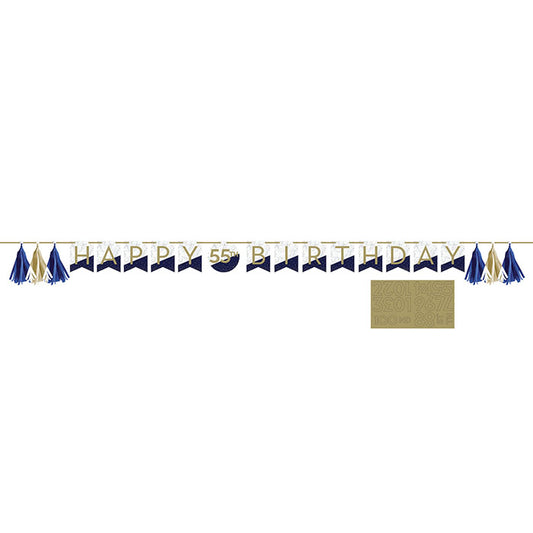 Navy and Gold Birthday Banners 12 ct