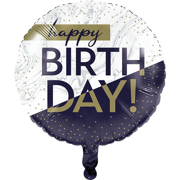 Navy and Gold Birthday Mylar Balloons 10 ct