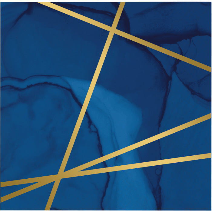 Navy Blue and Gold Foil Beverage Napkins 192 ct