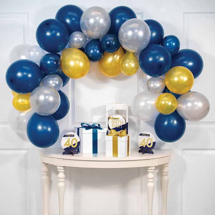 Navy Gold and Silver Six Foot Balloon Arch Kit 252 ct