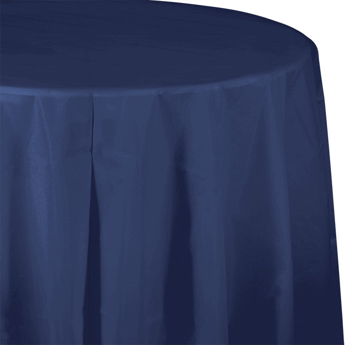 Navy Octy-Round Plastic Tablecloths 12 ct