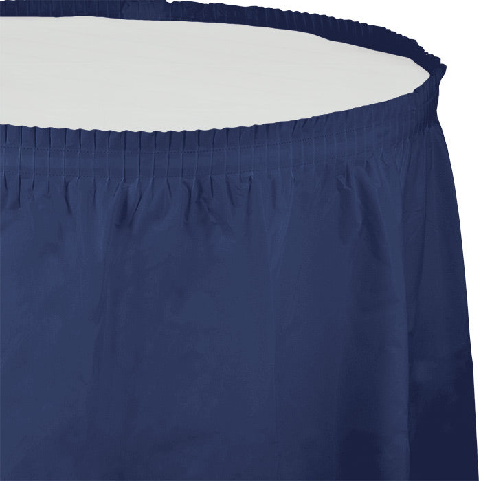 Navy Plastic Tableskirt 6 ct