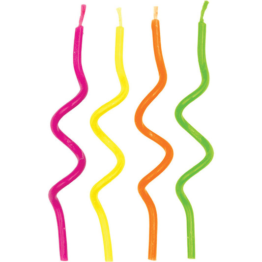 Neon Curly Candles 72 ct