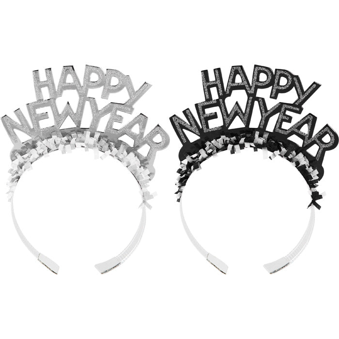 New Year's Eve Black and Silver Foil Glitter Tiaras 50 ct