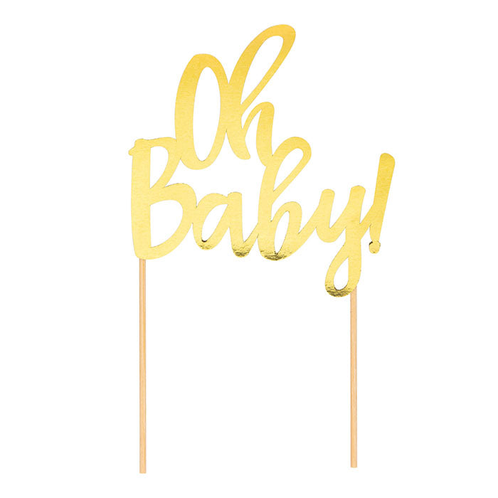 Oh Baby Gold Foil Cake Toppers 12 ct