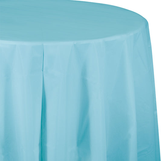 Pastel Blue Octy-Round Plastic Tablecloths 12 ct