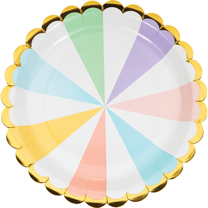 Pastel Celebrations Scalloped Dinner Plates 96 ct