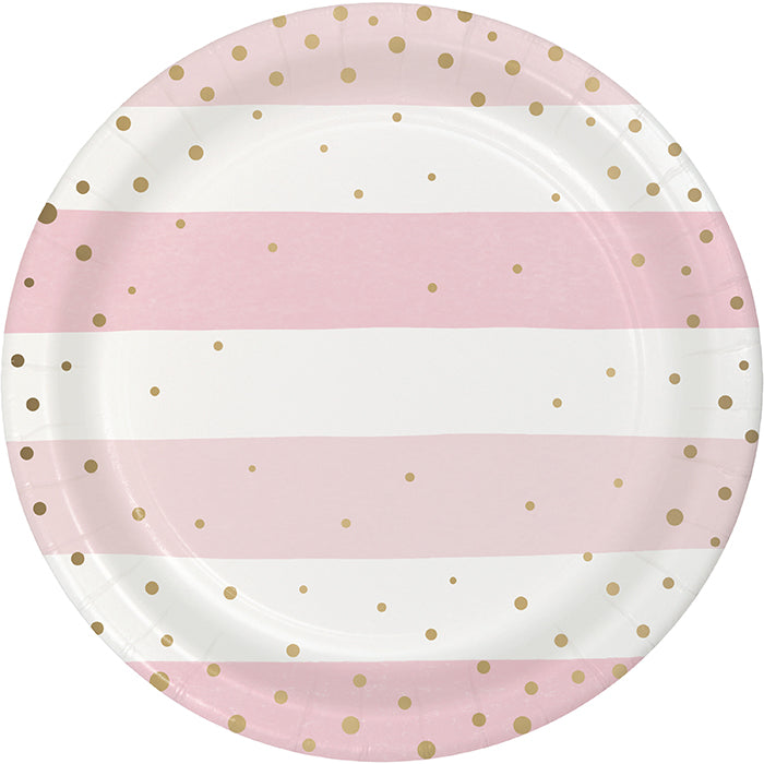 Pink and Gold Celebration Dessert Plates 96 ct