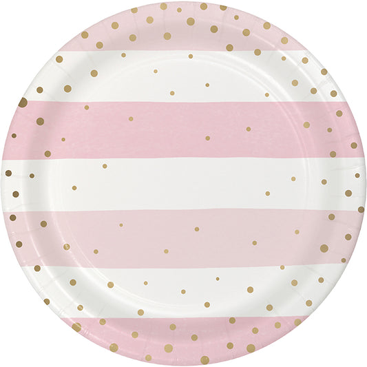 Pink and Gold Celebration Dessert Plates 96 ct