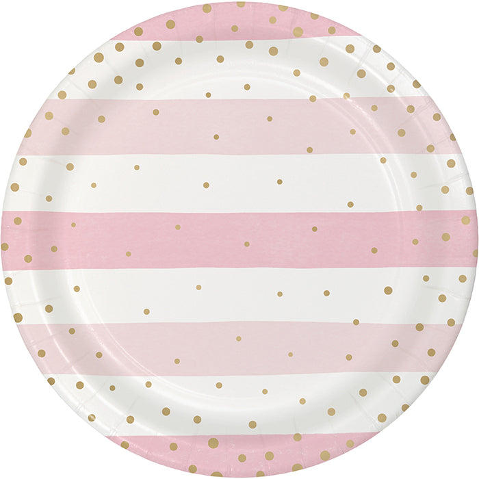 Pink and Gold Celebration Dinner Plates 96 ct