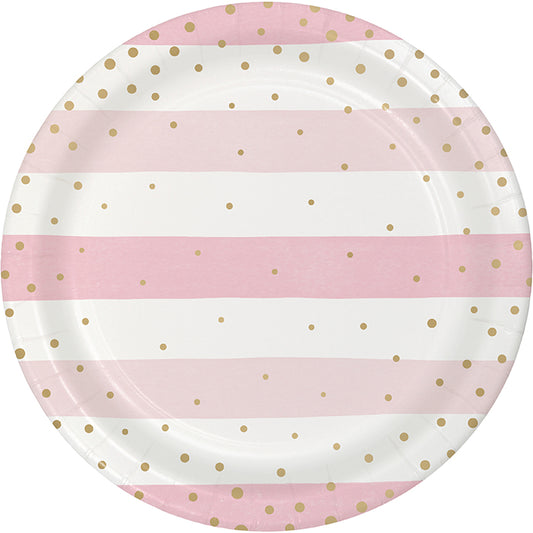 Pink and Gold Celebration Dinner Plates 96 ct