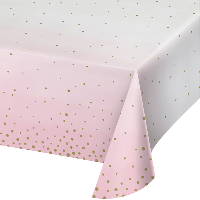 Pink and Gold Celebration Paper Tablecloths 6 ct