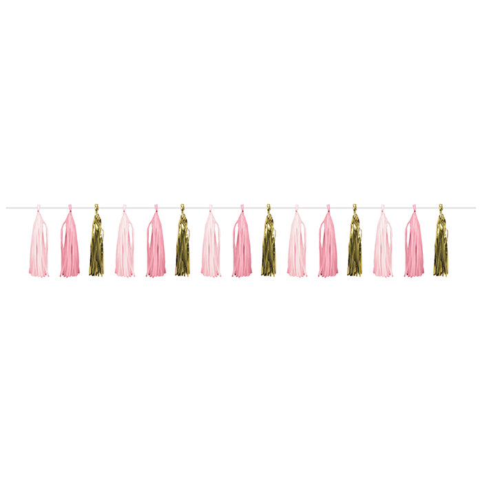 Pink and Gold Celebration Tassel Garland 6 ct