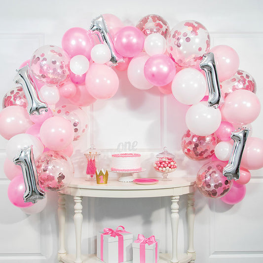 Pink First Birthday Ten Foot Balloon Arch Kit 462 ct