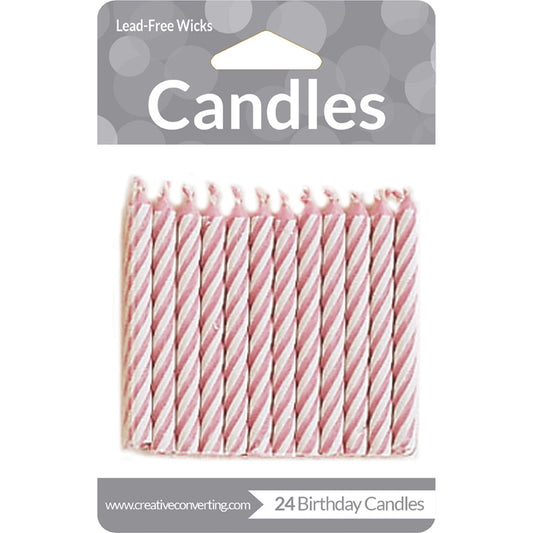 Pink Striped Candles 288 ct