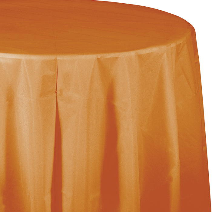 Pumpkin Spice Orange Octy-Round Plastic Tablecloths 12 ct