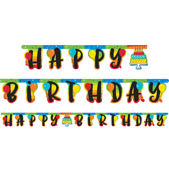 Rainbow Cake Party Banners 12 ct