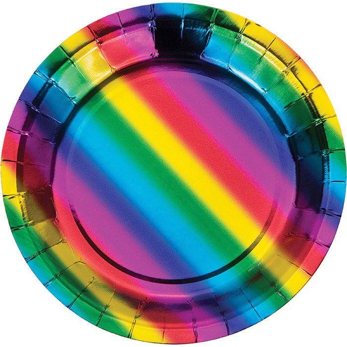 Rainbow Foil Dessert Plates 96 ct