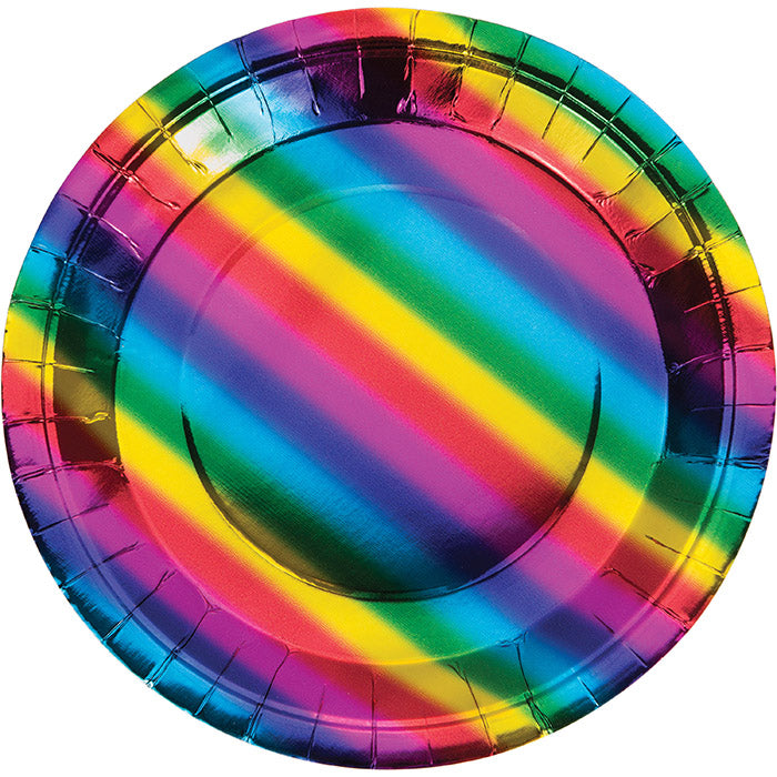 Rainbow Foil Dinner Plates 96 ct