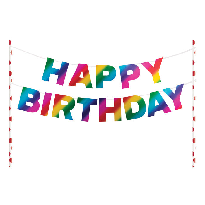 Rainbow Foil Happy Birthday Cake Banners 12 ct