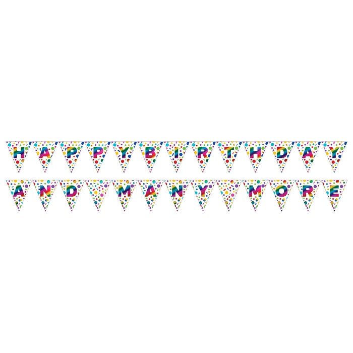 Rainbow Foil Happy Birthday Flag Banners 6 ct