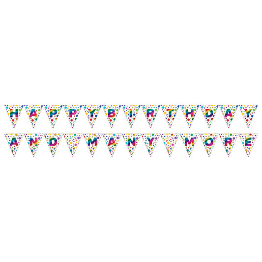 Rainbow Foil Happy Birthday Flag Banners 6 ct